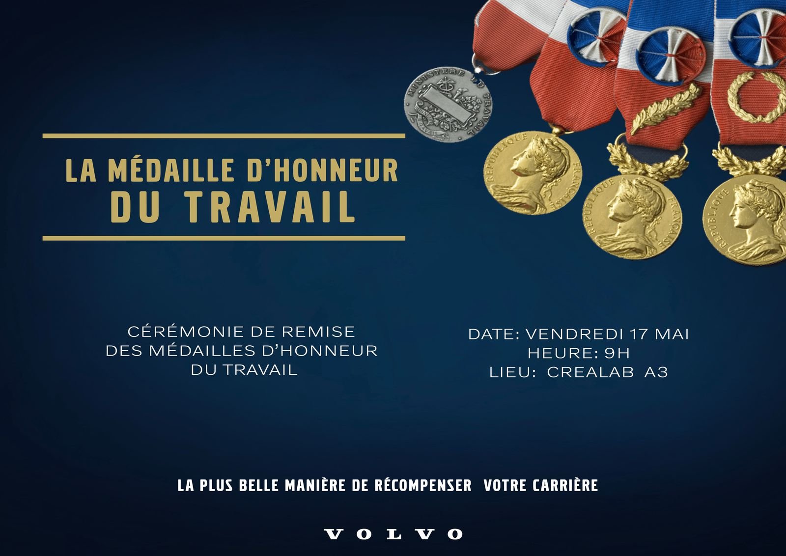 Communication interne sur la médaille d'honneur du travail chez Volvo